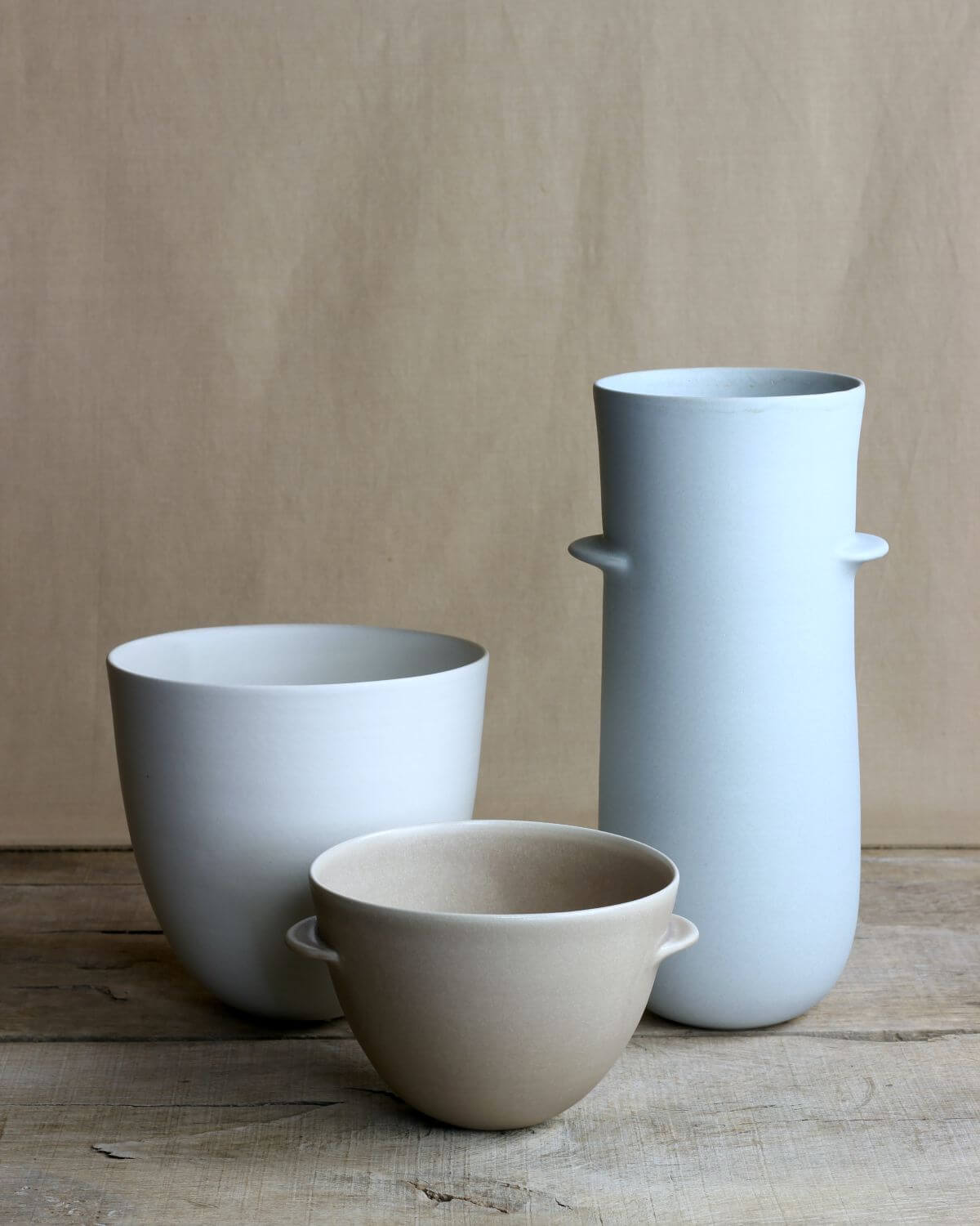 Cécile Preziosa, Vase et bols, h 12, 18,5 et 33 cm